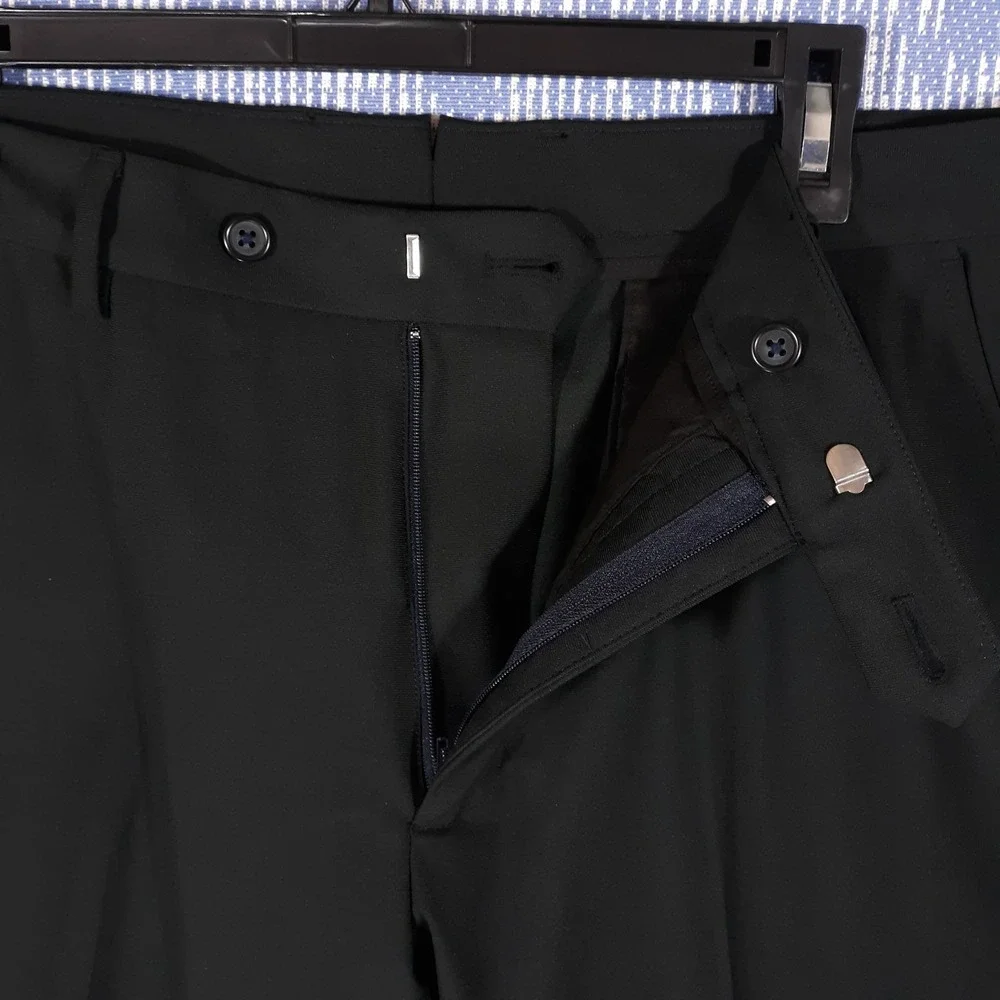 Byron British Style Dress Pants Mens 36 x 32 Black Performance Polyester